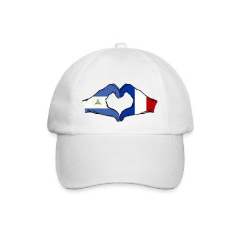 Nicaragua France Flag Hands Heart Shape - Baseball Cap - white/white - Front