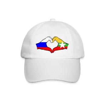 Russia Myanmar Flag Hands Heart Shape - Baseball Cap - white/white - Front