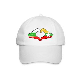 Bulgarien Myanmar Flagge Hände Herzform used - Baseballkappe - Weiß/Weiß - Vorne