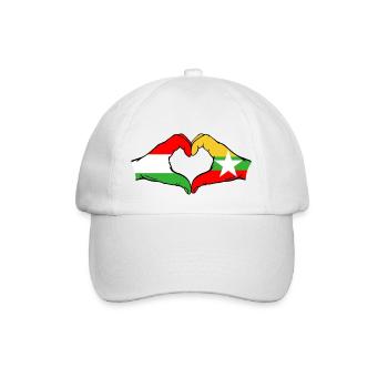 Hungary Myanmar Flag Hands Heart Shape - Baseball Cap - white/white - Front