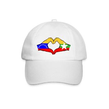 Venezuela Myanmar Flag Hands Heart Shape - Baseball Cap - white/white - Front