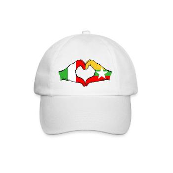 Italy Myanmar Flag Hands Heart Shape - Baseball Cap - white/white - Front