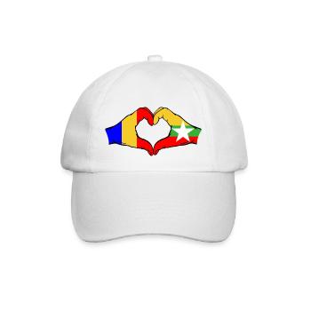 Romania Myanmar Flag Hands Heart Shape - Baseball Cap - white/white - Front
