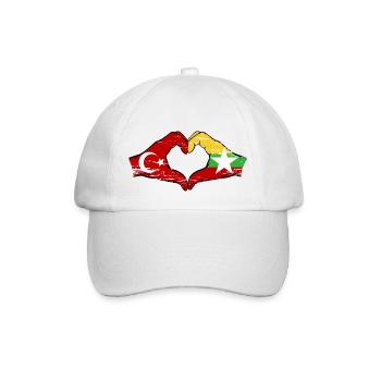 Turquie Myanmar drapeau mains forme de coeur utilisé - Casquette classique - blanc/blanc - Devant