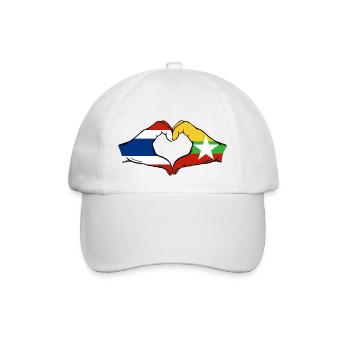 Thailand Myanmar Flag Hands Heart Shape - Baseball Cap - white/white - Front