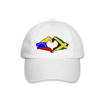 Venezuela Jamaica Flag Hands Heart Shape - Baseball Cap - white/white - Front