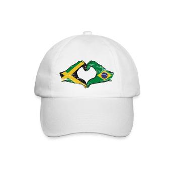 Jamaika Brasilien Hände Herzform used - Baseballkappe - Weiß/Weiß - Vorne