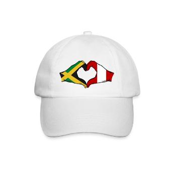 Jamaica Peru Flag Hands Heart Shape - Baseball Cap - white/white - Front