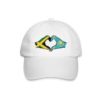 Jamaica Kazakhstan Hands Heart Shape - Baseball Cap - white/white - Front