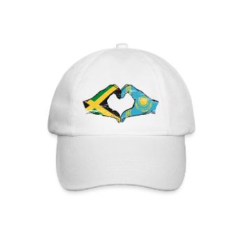 Jamaica Kazakhstan Hands Heart Shape Used - Baseball Cap - white/white - Front