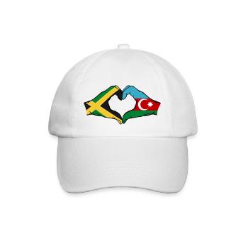 Jamaika Aserbaidschan Hände Herzform - Baseballkappe - Weiß/Weiß - Vorne