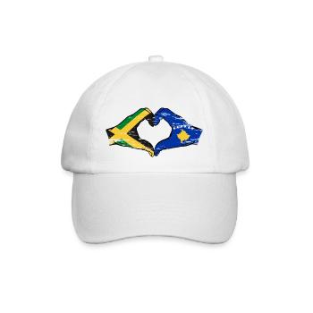 Jamaika Kosovo Hände Herzform used - Baseballkappe - Weiß/Weiß - Vorne