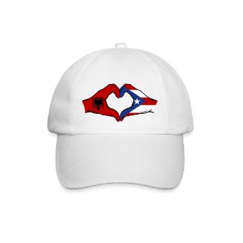 Albanien Puerto Rico Hände Herzform - Baseballkappe - Weiß/Weiß - Vorne