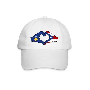 Kosovo Puerto Rico Hände Herzform - Baseballkappe - Weiß/Weiß - Vorne