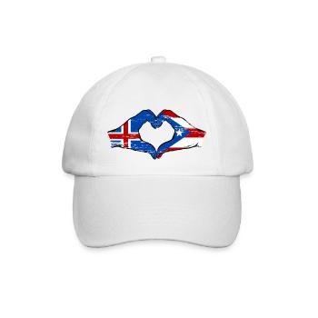 Iceland Puerto Rico Hands Heart Shape Used - Baseball Cap - white/white - Front