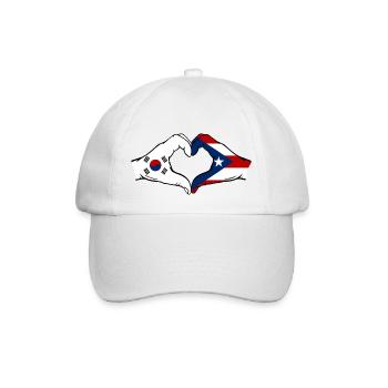 South Korea Puerto Rico Flag Hands Heart Shape - Baseball Cap - white/white - Front