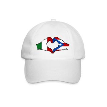 Italy Puerto Rico Flag Hands Heart Shape - Baseball Cap - white/white - Front