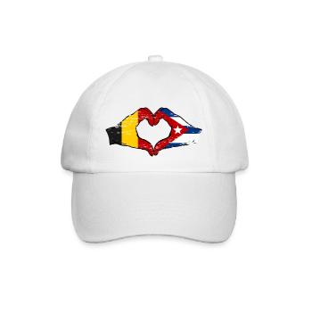 Belgium Cuba flag hands heart shape used - Baseball Cap - white/white - Front