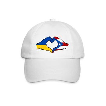 Ukraine Puerto Rico Flag Hands Heart Shape - Baseball Cap - white/white - Front