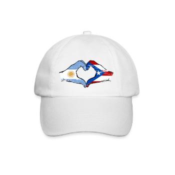 Argentina Puerto Rico Flag Hands Heart Shape Used - Baseball Cap - white/white - Front