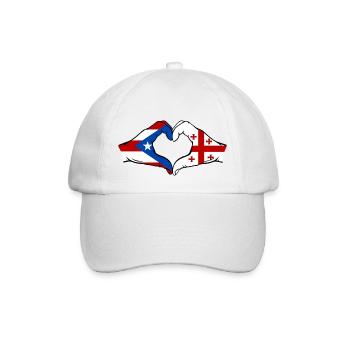 Puerto Rico Georgien Flagge Hände Herzform - Baseballkappe - Weiß/Weiß - Vorne
