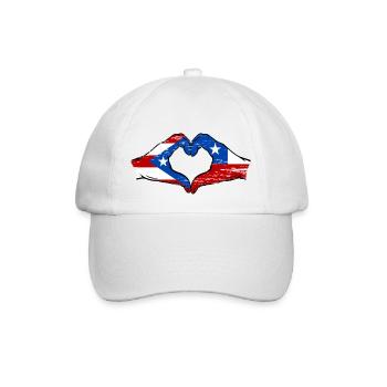 Puerto Rico Chile flag hands heart shape used - Baseball Cap - white/white - Front