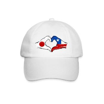 Japan Chile flag hands heart shape used - Baseball Cap - white/white - Front