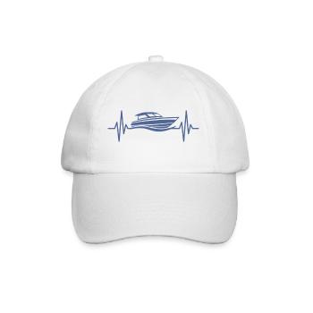 Motor Boat Heartbeat Motorboating Captain - Baseball Cap - white/white - Front