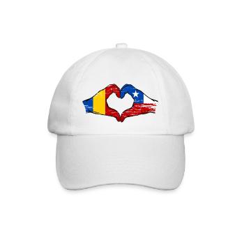 Romania Chile Flag Hands Heart Shape Used - Baseball Cap - white/white - Front