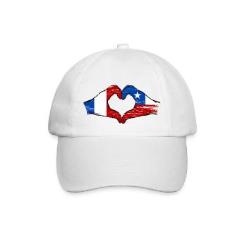 Frankreich Chile Flagge Hände Herzform used - Baseballkappe - Weiß/Weiß - Vorne