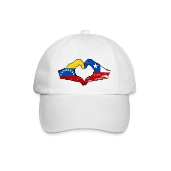 Venezuela Chile Flag Hands Heart Shape Used - Baseball Cap - white/white - Front