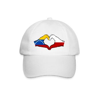 Venezuela Poland Flag Hands Heart Shape - Baseball Cap - white/white - Front