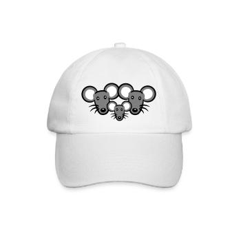 3 Mice Family Child Mom Dad Parents Row Cute - Baseball Cap - white/white - Front