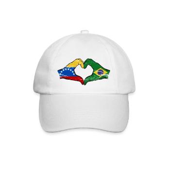 Venezuela Brazil Flag Hands Heart Shape Used - Baseball Cap - white/white - Front