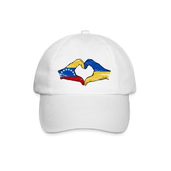 Venezuela Ukraine Flagge Hände Herzform used - Baseballkappe - Weiß/Weiß - Vorne