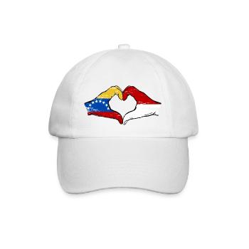 Venezuela Indonesia Flag Hands Heart Shape Used - Baseball Cap - white/white - Front