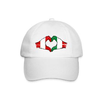 Peru Italy Flag Hands Heart Shape Used - Baseball Cap - white/white - Front
