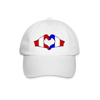 Pérou France Mains Coeur Forme - Casquette classique - blanc/blanc - Devant