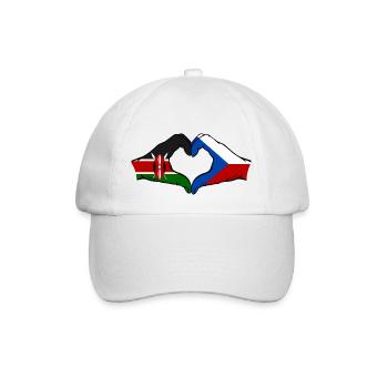 Kenia Tschechien Flagge Hände Herz - Baseballkappe - Weiß/Weiß - Vorne