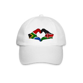 South Africa Kenya Flag Hands Heart - Baseball Cap - white/white - Front