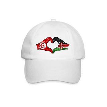 Tunisia Kenya flag hands heart used - Baseball Cap - white/white - Front