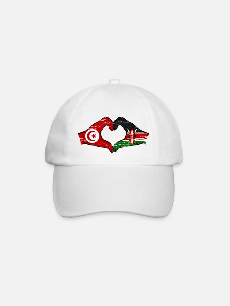Tunesien Kenia Flagge Hände Herz used - Baseballkappe - Weiß/Weiß