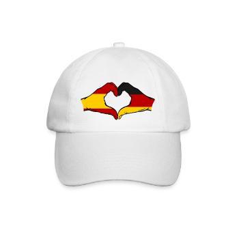 Spain Germany Flag Hands Heart - Baseball Cap - white/white - Front