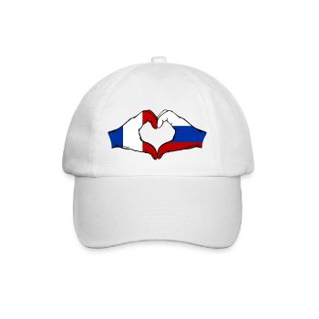 France Russie Drapeau Mains Coeur Forme - Casquette classique - blanc/blanc - Devant