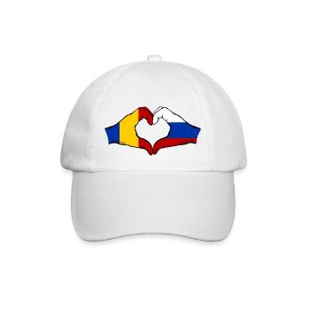 Roumanie Russie Drapeau Mains Coeur Forme - Casquette classique - blanc/blanc - Devant