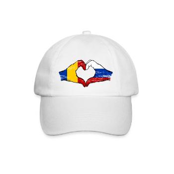 Roumanie Russie Drapeau Mains Coeur Forme Utilisé - Casquette classique - blanc/blanc - Devant