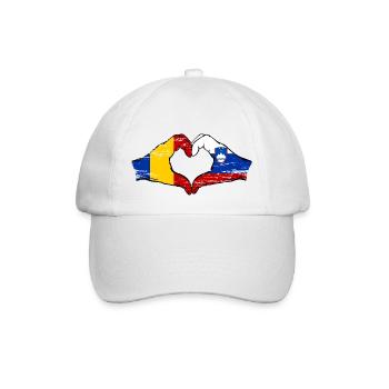 Romania Slovenia flag hands heart shape used - Baseball Cap - white/white - Front