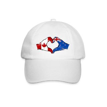 Mains du drapeau du Canada de la Nouvelle-Zélande en forme de coeur utilisé - Casquette classique - blanc/blanc - Devant