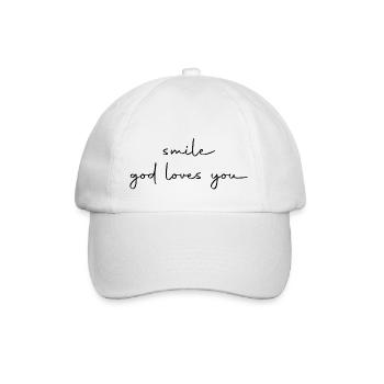 smile god loves you - Baseballkappe - Weiß/Weiß - Vorne