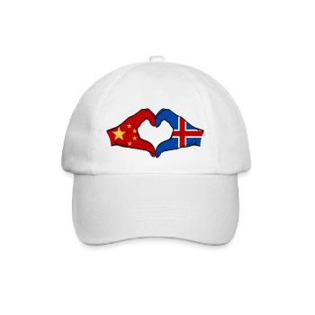 China Iceland Flag Hands Heart Shape - Baseball Cap - white/white - Front